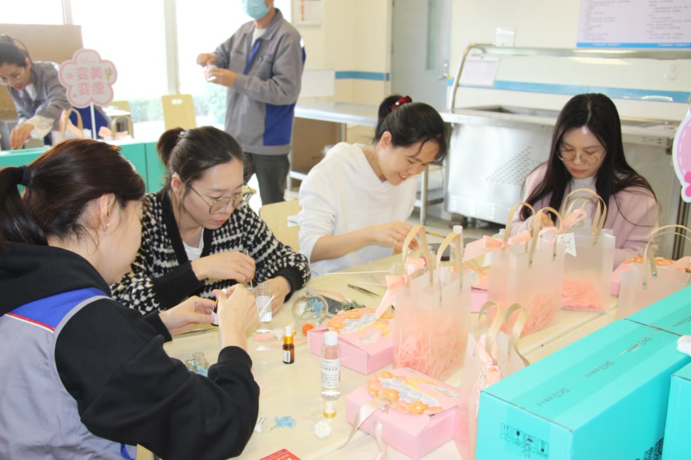 Colleagues taking part in a craft workshop