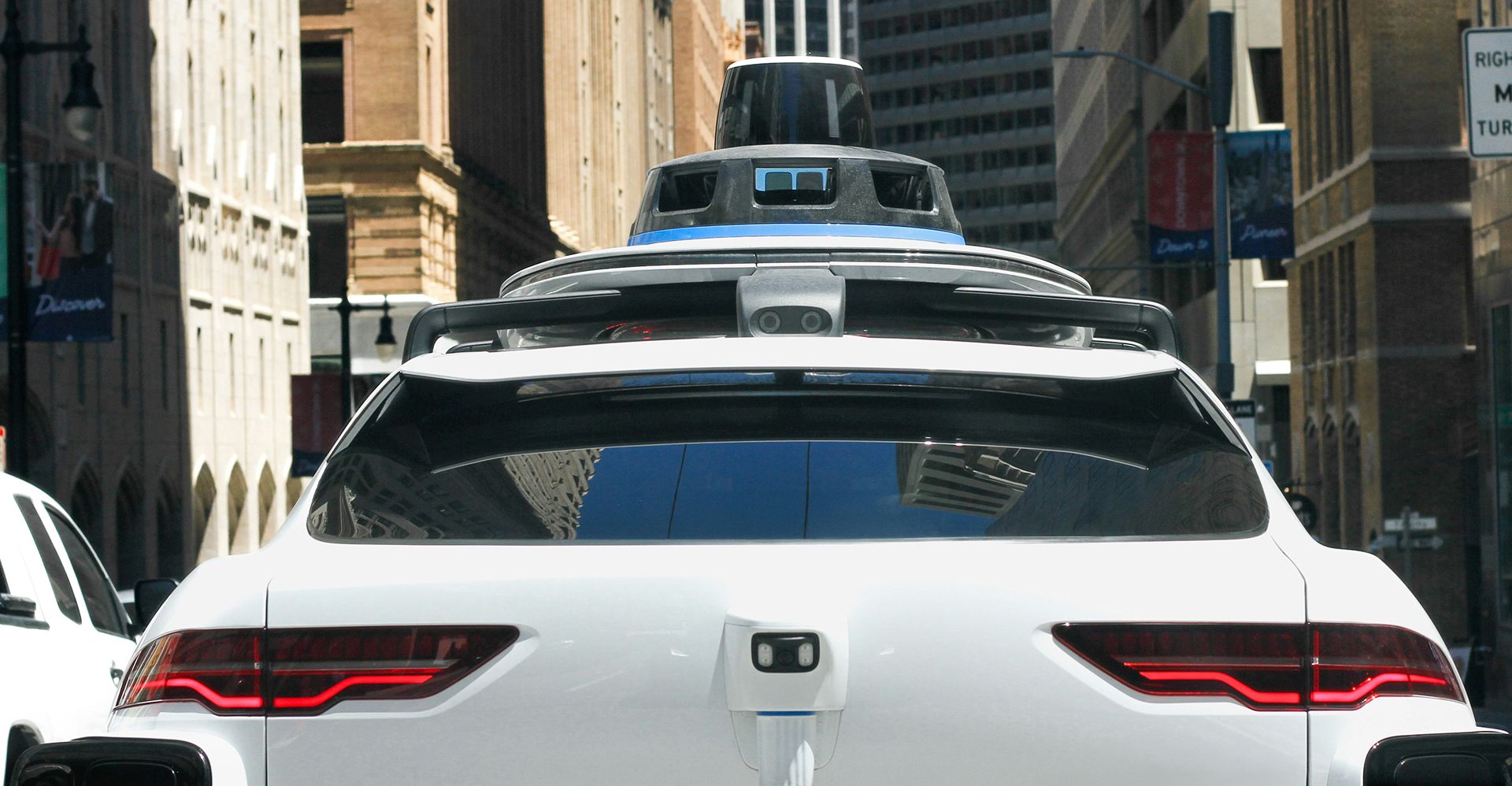 Autonomous vehicle in city street